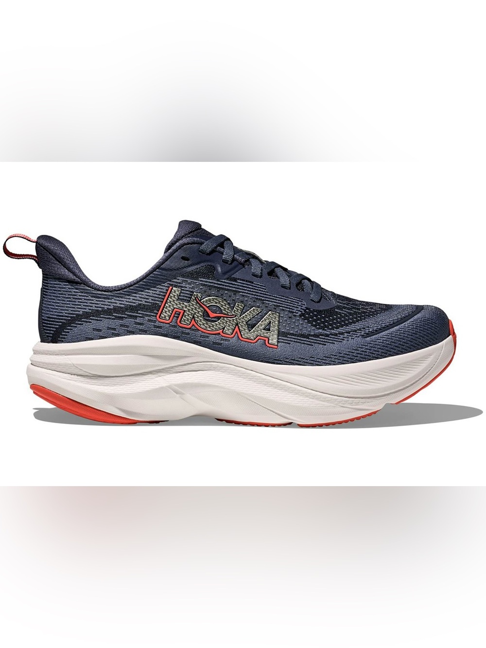 Hoka Men's Skyflow Navy Running Shoe with Coral Accents
